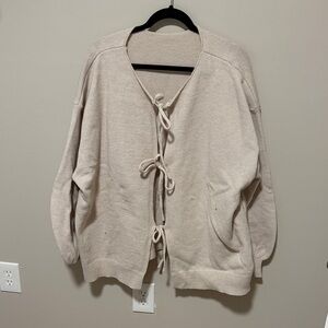 SHEIN Cream Tie-Front Knit Cardigan
